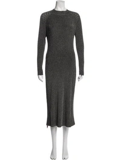 Pre-owned Ramy Brook Mock Neck Midi Length Dress In Gold/metallic