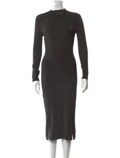 Pre-owned Ramy Brook Mock Neck Midi Length Dress In Gray
