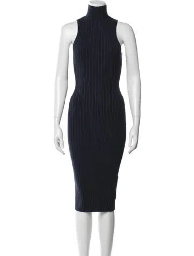 Pre-owned Ramy Brook Mock Neck Midi Length Dress W/ Tags In Blue