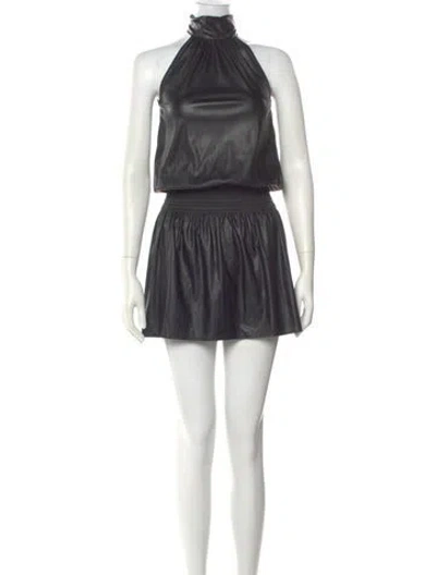 Pre-owned Ramy Brook Mock Neck Mini Dress In Black