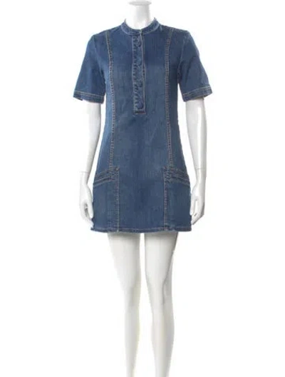 Pre-owned Ramy Brook Mock Neck Mini Dress In Blue