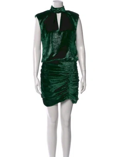 Pre-owned Ramy Brook Mock Neck Mini Dress In Green