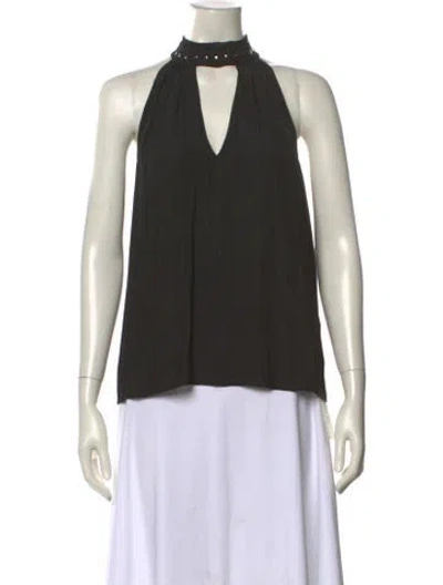 Pre-owned Ramy Brook Mock Neck Sleeveless Blouse In Black