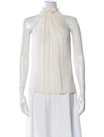 Pre-owned Ramy Brook Mock Neck Sleeveless Blouse In Neutral