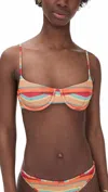 Ramy Brook Striped Mona Bikini Top Flame Glitter Stripe In Multi