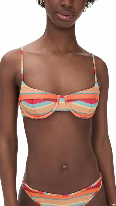 RAMY BROOK MONA BIKINI TOP IN FLAME GLITTER STRIPED
