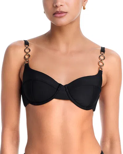 Ramy Brook Mona Embellished Bikini Top In Black