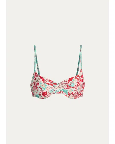 Ramy Brook Mona Floral Underwire Bikini Top In White