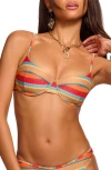 Ramy Brook Striped Mona Bikini Top Flame Glitter Stripe In Multi