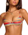 Ramy Brook Striped Mona Bikini Top Flame Glitter Stripe In Multi