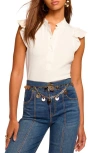 Ramy Brook Monroe Ruffle Trim Top In White