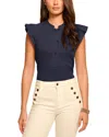 Ramy Brook Monroe Flutter-sleeve Henley In Blue