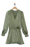 Ramy Brook Montana Long Sleeve Satin Minidress In Green