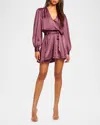 Ramy Brook Montana Belted Mini Dress In Pinot Noir In Pinot Noir