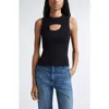 Ramy Brook Morgann Cutout Sleeveless Rib Knit Top In Black