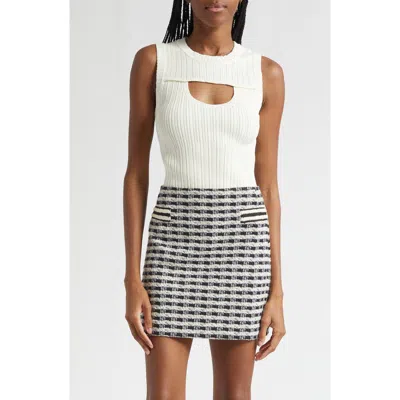 Ramy Brook Morgann Cutout Sleeveless Rib Knit Top In White
