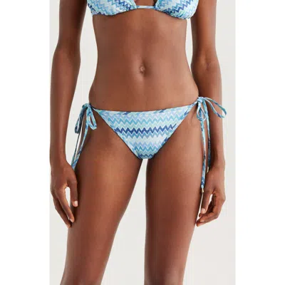 Ramy Brook Moriah Metallic Chevron Bikini Bottoms In Blue