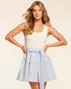 Ramy Brook Moxie Combo Embellished Mini Dress In Blue Stripe