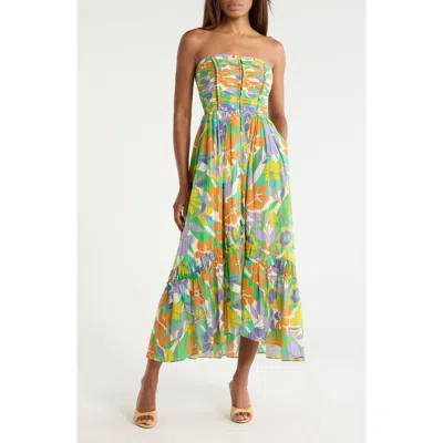 Ramy Brook Murphy Floral Strapless Plissé Maxi Dress In Multi
