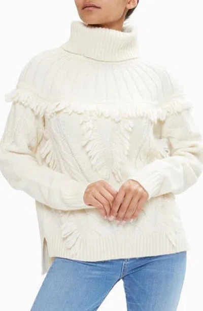 RAMY BROOK RAMY BROOK MYA CABLE STITCH FRINGE TURTLENECK SWEATER 