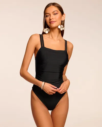 Ramy Brook Myra Embroidered One Piece Swimsuit In Black Embroidered
