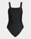 Ramy Brook Myra Embroidered One Piece Swimsuit In Black/gold Embroidery