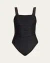 Ramy Brook Myra One-piece Swimsuit In Black/gold Embroidery