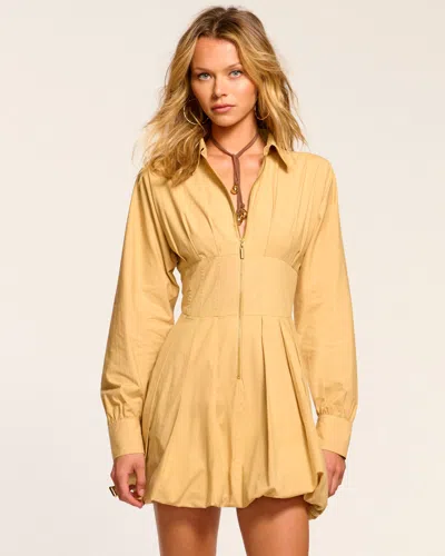 Ramy Brook Naira Cotton Poplin Bubble Mini Dress In Burlap