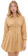 Ramy Brook Naira Cotton Poplin Bubble Mini Dress In Burlap