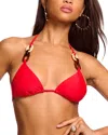 Ramy Brook Nancy Ring Triangle Bikini Top In Red