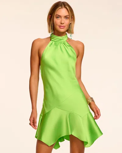 Ramy Brook Nari High Neck Handkerchief Hem Mini Dress In Green
