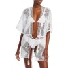 Ramy Brook Natalie Womens Crochet Boho Wrap Dress In White