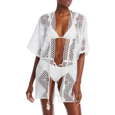 Ramy Brook Natalie Womens Crochet Boho Wrap Dress In White