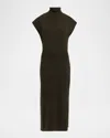 Ramy Brook Natalie Wool Short-sleeve Turtleneck Midi Dress In Green