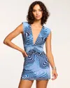 Ramy Brook Nathalie Plunging Mini Dress In Navy Swirl