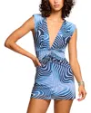 Ramy Brook Nathalie Plunging Mini Dress In Navy Swirl