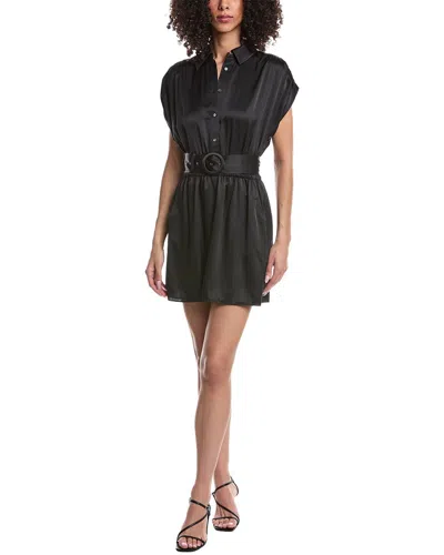 Ramy Brook Nava Belted Silk-blend Shirtdress In Black
