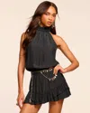 Ramy Brook Naya Sleeveless Smocked Mini Dress In Black