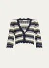 Ramy Brook Nell Cardigan Sweater In Spring Navy Wavy