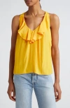 Ramy Brook Nellie Ruffled Sleeveless Blouse In Yuzu