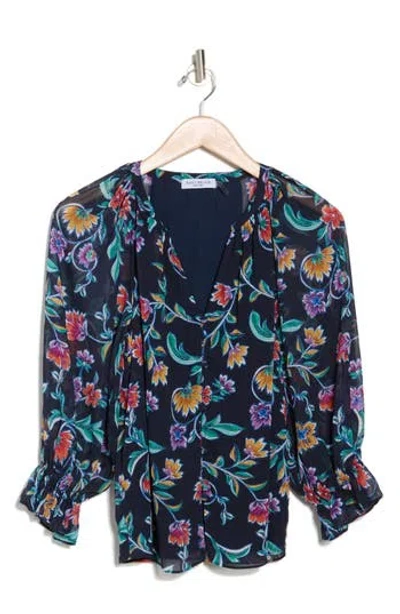 Ramy Brook Nena Floral Top In Spring Navy Combo