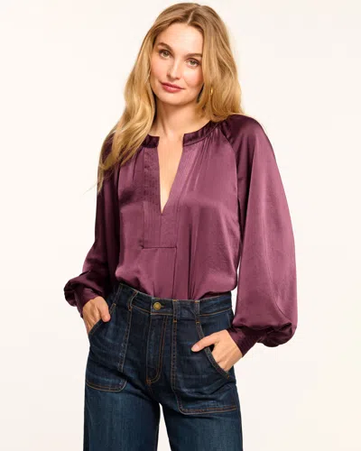 Ramy Brook Nevada Puff Sleeve Blouse In Pinot Noir