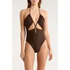 Ramy Brook Nia Cutout One-piece Swimsuit In Brown