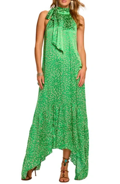 Ramy Brook Nickola Tie Neck Sleeveless Maxi Dress In Animal Print