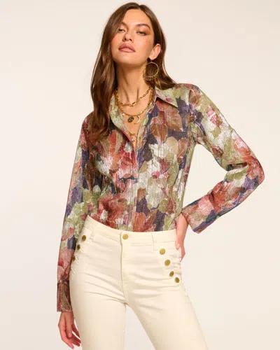 Ramy Brook Nicole Button Down Top In Metallic Blossom