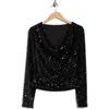 Ramy Brook Nicole Long Sleeve Sequin Top In Black