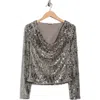 Ramy Brook Nicole Long Sleeve Sequin Top In Gray