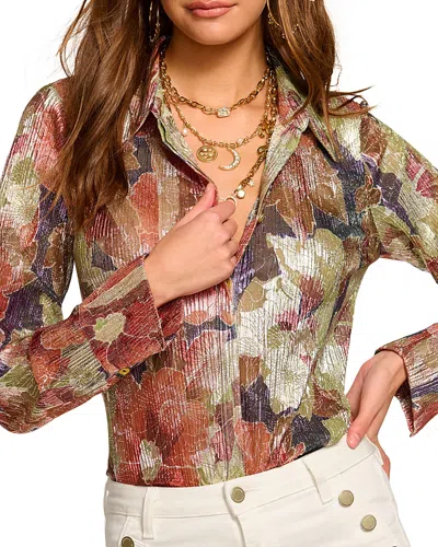 Ramy Brook Nicole Metallic Printed Shirt In Multi Blossom