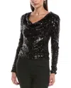 Ramy Brook Nicole Long Sleeve Sequin Top In Black