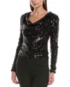 Ramy Brook Nicole Long Sleeve Sequin Top In Black